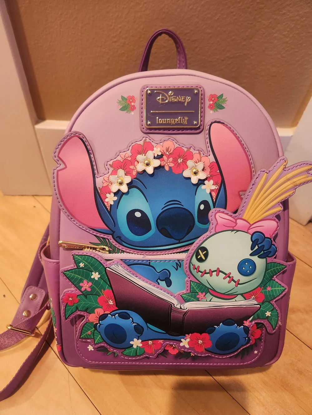 Loungefly Lavender & Blue Stitch Floral Mini Backpack